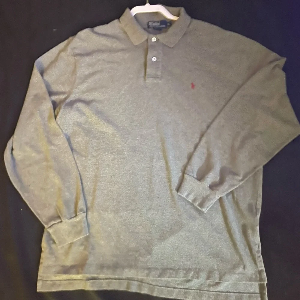 Ralph‎ Lauren Long Sleeve Gray Polo Embroidered Pony Shirt Men’s Size XL